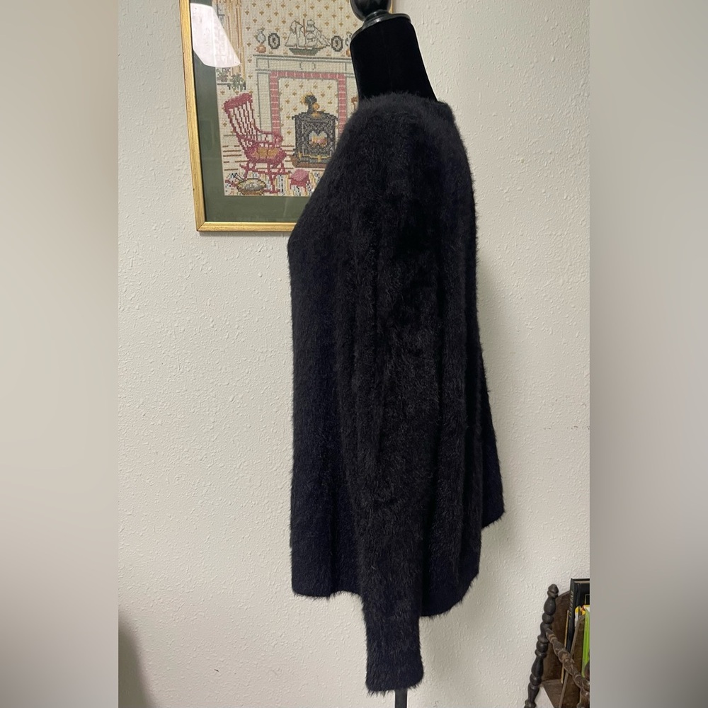 Ava & Viv black furry cardigan with gold buttons - Picture 3 of 7